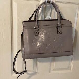 Patricia Nash grey leather embossed shoulder bag